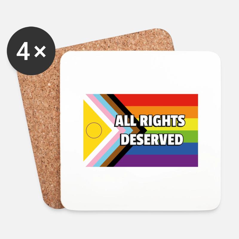Inclusive Pride Progress Flag ALLE RECHTE VERDIENT - Untersetzer (4er-Set) - Weiß