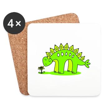 Le petit Dino sent une fleur - Dessous de verre (lot de 4) - blanc - Devant