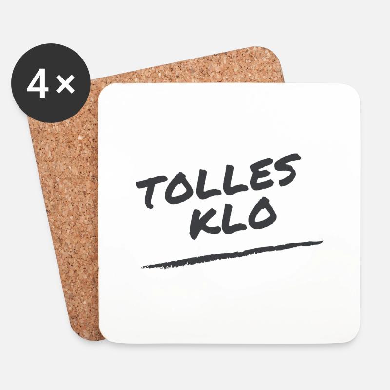 Tolles Klo, lustige Sprüche, Geschenk - Untersetzer (4er-Set) - Weiß