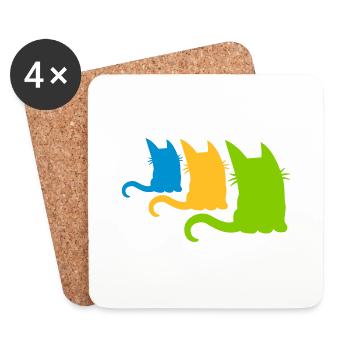 3 colorful little cats - Coasters (set of 4) - white - Front