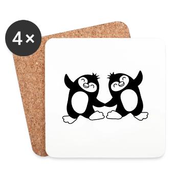 Pinguine Paar tanzt süß - Untersetzer (4er-Set) - Weiß - Vorne