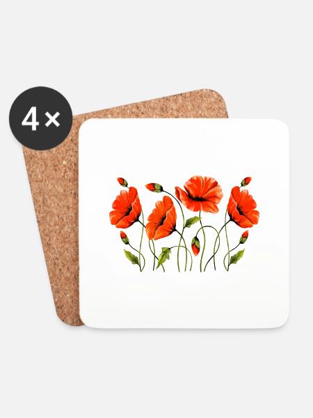 Blumen - Untersetzer (4er-Set) - Weiß