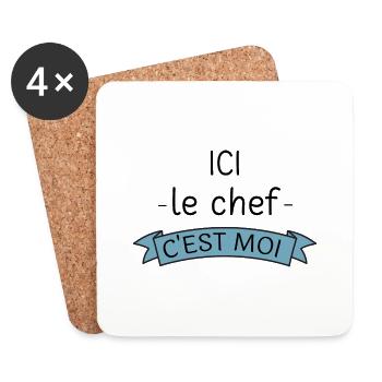 Ici le chef c'est moi - Dessous de verre (lot de 4) - blanc - Devant