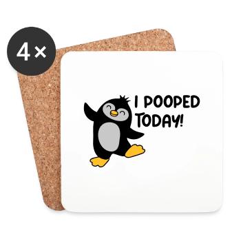 I pooped today Pinguin - Untersetzer (4er-Set) - Weiß - Vorne
