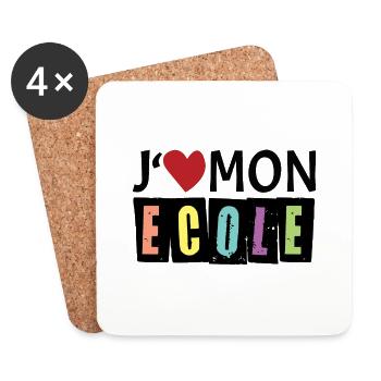 J aime mon école - Dessous de verre (lot de 4) - blanc - Devant