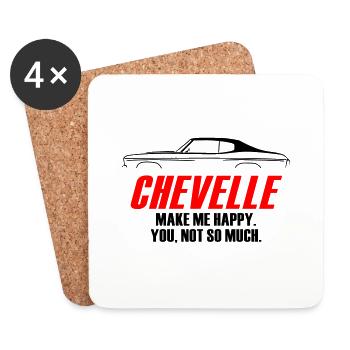 CHEVELLE MACHEN MICH GLÜCKLICH, DU NICHT SO SEHR - Untersetzer (4er-Set) - Weiß - Vorne