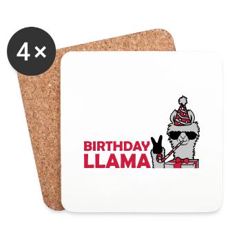 Birthday Llama No Drama - Untersetzer (4er-Set) - Weiß - Vorne
