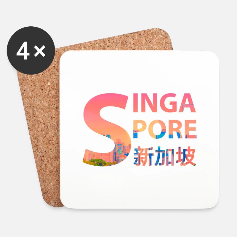 Singapur - Untersetzer (4er-Set) - Weiß
