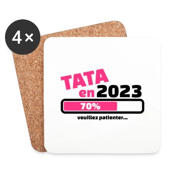 annonce grossesse tata en 2023 veuillez patienter - Dessous de verre (lot de 4) - blanc - Devant