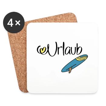 Urlaub mit Surfbrett - Untersetzer (4er-Set) - Weiß - Vorne