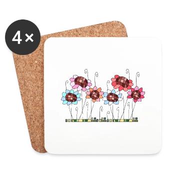 Fleur - Dessous de verre (lot de 4) - blanc - Devant