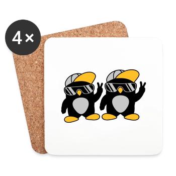 2 amis pingouins cool - Dessous de verre (lot de 4) - blanc - Devant
