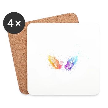 angelwings,wings,watercolor,colorful,angel wings - Coasters (set of 4) - white - Front