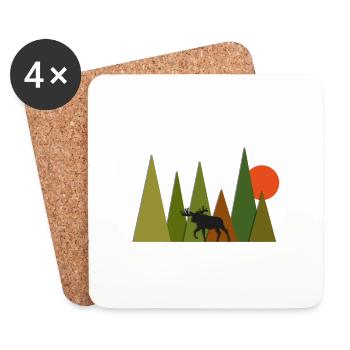 Elk in the forest - Coasters (set of 4) - white - Front