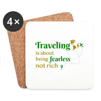 Reisen travel mutig reich geld Reiselust Urlaub - Untersetzer (4er-Set) - Weiß - Vorne