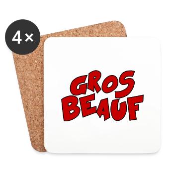 Gros Beauf - Cadeau humoristique - Dessous de verre (lot de 4) - blanc - Devant