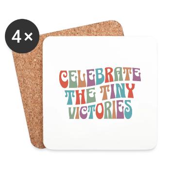 Berühmte Les Petites Victoires motivierende Phrase - Untersetzer (4er-Set) - Weiß - Vorne