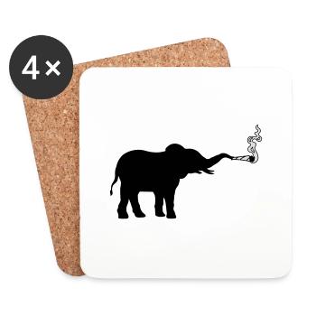 Kiffender Elefant Joint Weed - Untersetzer (4er-Set) - Weiß - Vorne