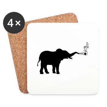 Joint Weed kiffender Elefant - Untersetzer (4er-Set) - Weiß - Vorne