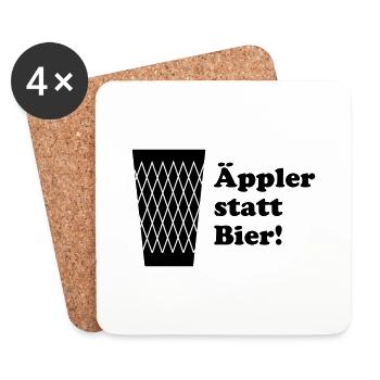 Geripptes Äppler statt Bier - Untersetzer (4er-Set) - Weiß - Vorne