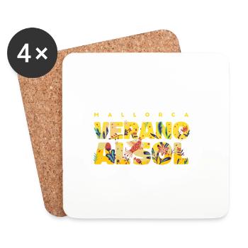 Mallorca Palm Disant Cadeau de Vacances - Dessous de verre (lot de 4) - blanc - Devant