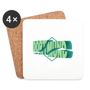 Dortmund Deutschland Stadt 3D Schrift Skyline - Untersetzer (4er-Set) - Weiß - Vorne