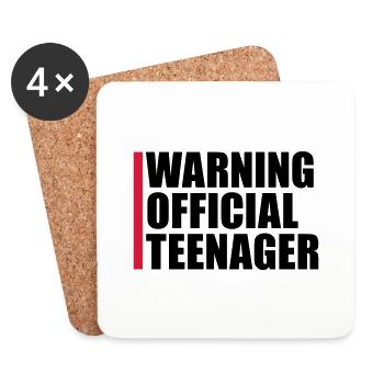 avertissement citation officielle d’adolescent - Dessous de verre (lot de 4) - blanc - Devant