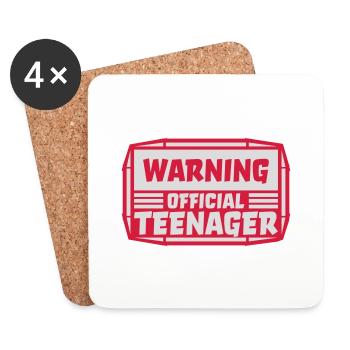 avertissement citation officielle d’adolescent - Dessous de verre (lot de 4) - blanc - Devant