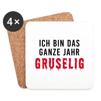 Helloween Kostüm Ganze Jahr gruselig - Untersetzer (4er-Set) - Weiß - Vorne