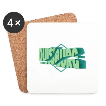 Duisburg Allemagne Ville 3D Police Skyline - Dessous de verre (lot de 4) - blanc - Devant