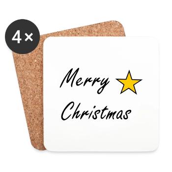 Merry Christmas - Untersetzer (4er-Set) - Weiß - Vorne