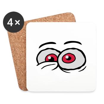 Comic Eyes Crazy Design - Coasters (set of 4) - white - Front