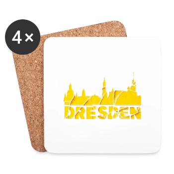Dresde Allemagne City Font Skyline brisée - Dessous de verre (lot de 4) - blanc - Devant