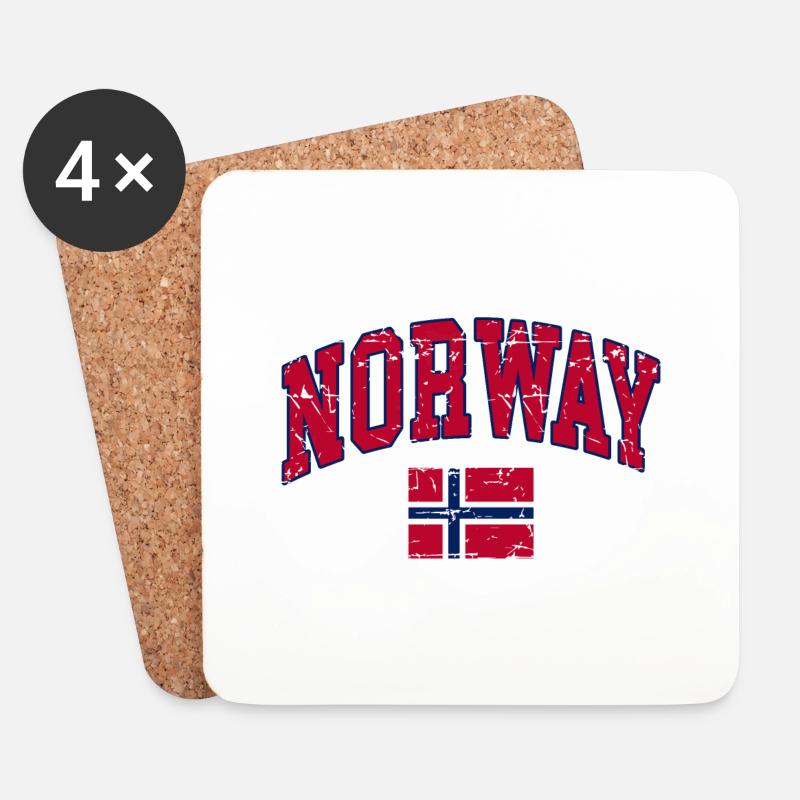 Norwegen Norway Flagge - Untersetzer (4er-Set) - Weiß