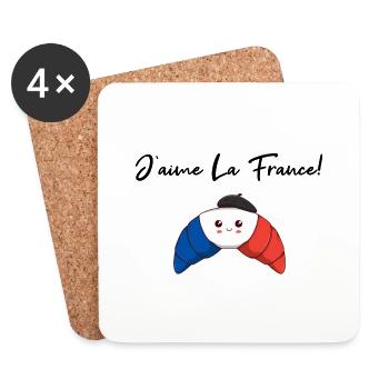 J’aime La France Croissant Idée cadeau Frenkreich - Dessous de verre (lot de 4) - blanc - Devant