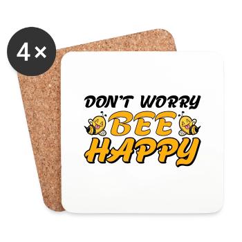 Don't Worry Bee Happy 30 - Coasters (set of 4) - white - Front