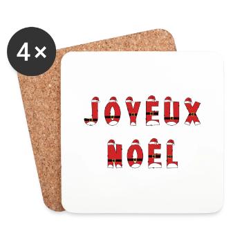Joyeux noël nous vous souhaitons un joyeux noël - Dessous de verre (lot de 4) - blanc - Devant
