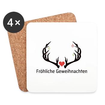 Geweihnachten - Untersetzer (4er-Set) - Weiß - Vorne