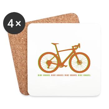 Gravel Bike Orange Rennrad Fahrrad Geschenk lustig - Untersetzer (4er-Set) - Weiß - Vorne