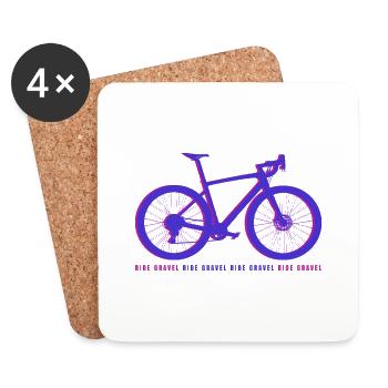 Gravel Bike Lila Rennrad Fahrrad lustiges Geschenk - Untersetzer (4er-Set) - Weiß - Vorne