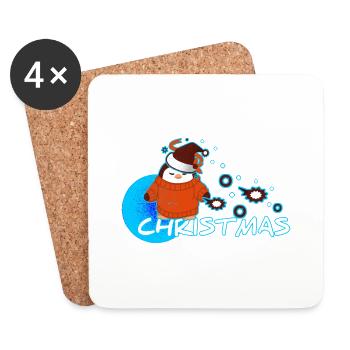 Pingouin de Noël - Dessous de verre (lot de 4) - blanc - Devant