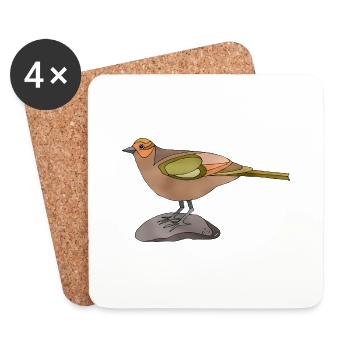 Oiseau - Dessous de verre (lot de 4) - blanc - Devant