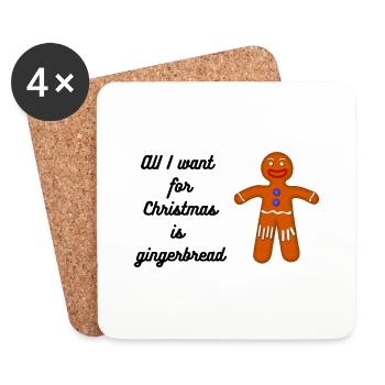 Lebkuchen Weihnachtsdesign, Gingerbread - Untersetzer (4er-Set) - Weiß - Vorne
