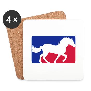 Cheval Rouge Bleu Sport - Dessous de verre (lot de 4) - blanc - Devant