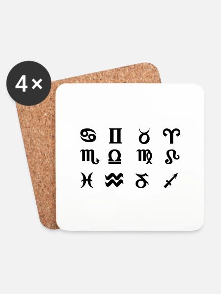 Astrologische Symbole - Untersetzer (4er-Set) - Weiß