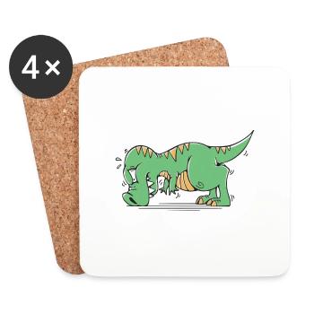 T-Rex Hates Push-Ups Liegestütze Lustig Humor - Untersetzer (4er-Set) - Weiß - Vorne