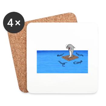 Shark on raft - Coasters (set of 4) - white - Front