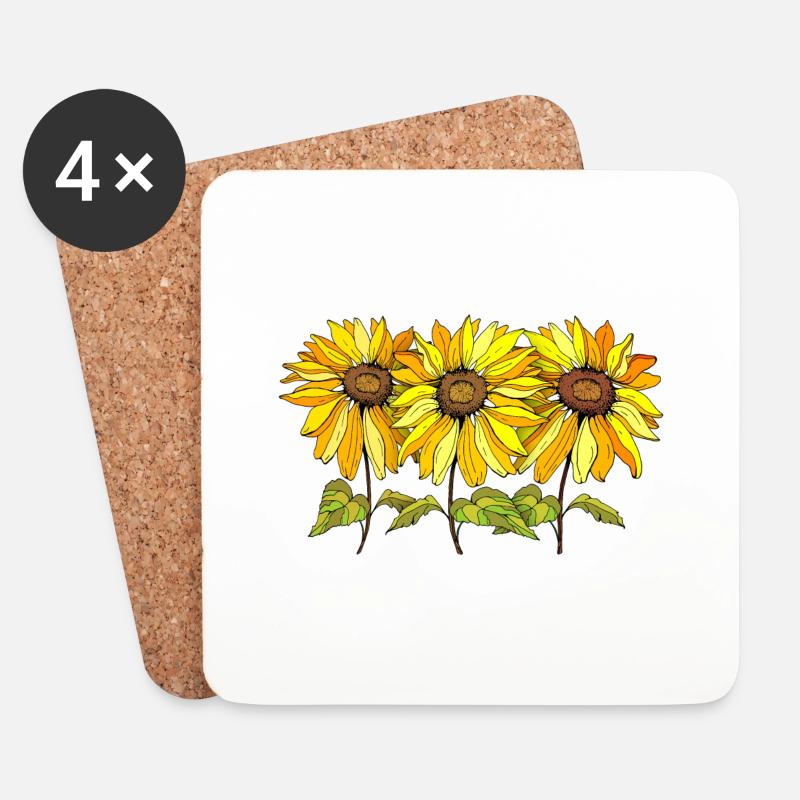 Blumen - Untersetzer (4er-Set) - Weiß