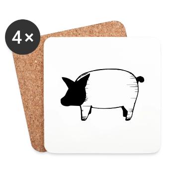 Pig Pigs Pigs Animal Animals Vector 6 - Coasters (set of 4) - white - Front