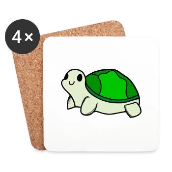 Idée cadeau de tortue mignonne bébé et enfants - Dessous de verre (lot de 4) - blanc - Devant